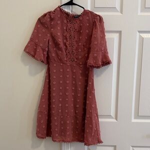 SHEIN Dusty Rose Lace Mini Dress
